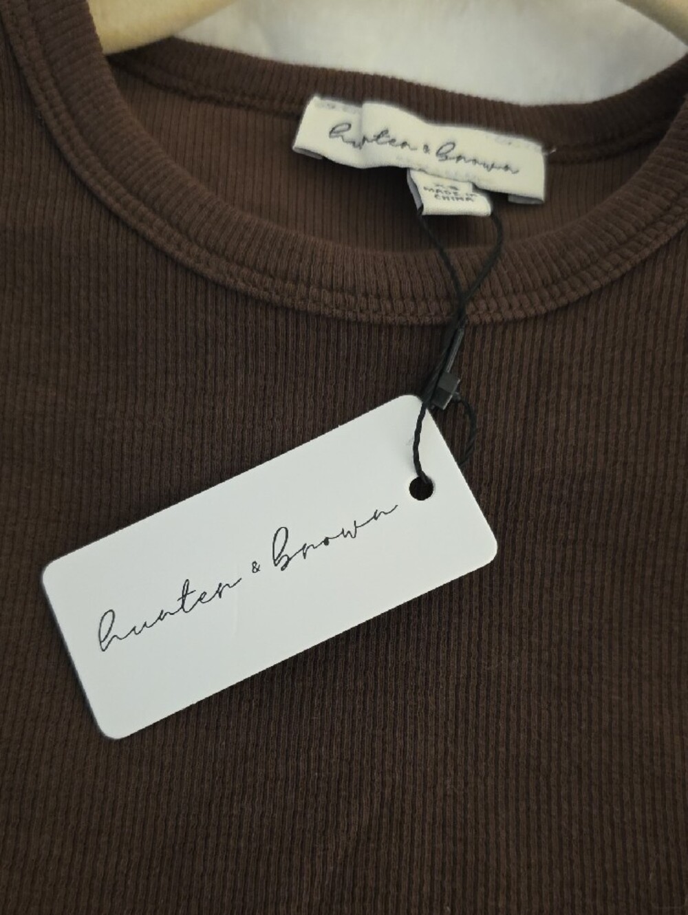 High-Neck Ribbed Crop Tank Top - Brown - Picture 11 of 11
